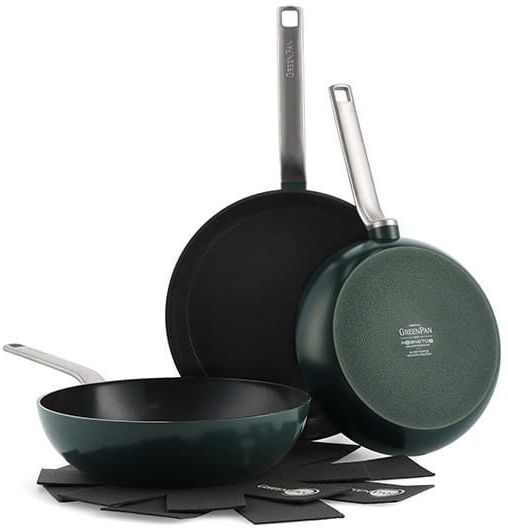 GreenPan Evolution Ceramic Non-stick 3 Piece Cookware Set 24cm, 28cm Frying Pan & 28cm Wok