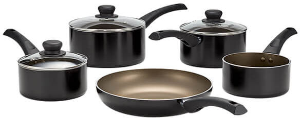 Judge Induction Black Radiant 5 Piece Non Stick Saucepan Set Black
