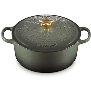 Le Creuset Signature Noel Thyme Cast Iron Round Casserole - 24cm - Enamel Coated - Oven Safe - 4.2L Le Creuset Signature Noel Thyme Cast Iron Round Casserole - 24cm - Enamel Coated - Oven Safe - 4.2L