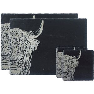 Selbrae House Just Slate Company Highland Cow Slate Coaster & Placemat Set Selbrae House Just Slate Company Highland Cow Slate Coaster & Placemat Set