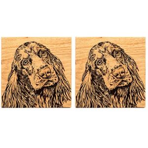 The Just Slate Company Set of 2 Cocker Spaniel Oak Coasters The Just Slate Company Set of 2 Cocker Spaniel Oak Coasters
