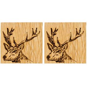 Selbrae House Just Slate Company Set of 2 Stag Oak Coasters Selbrae House Just Slate Company Set of 2 Stag Oak Coasters