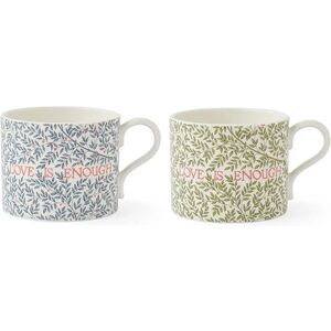 Morris & Co Love is Enough Thyme / Parchment & China Blue Set Of 2 Mugs Morris & Co Love is Enough Thyme / Parchment & China Blue Set Of 2 Mugs