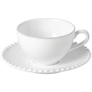 Costa Nova Pearl Tea Cup & Saucer - 250ml - White - Ceramic Costa Nova Pearl Tea Cup & Saucer - 250ml - White - Ceramic