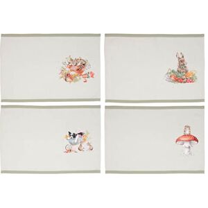 Wrendale Designs 'Garden Friends' Set of Four Animal Fabric Placemats Wrendale Designs 'Garden Friends' Set of Four Animal Fabric Placemats