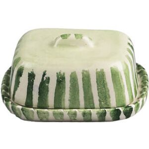 Selbrae House Green Stripe Mini Ceramic Butter Dish Selbrae House Green Stripe Mini Ceramic Butter Dish