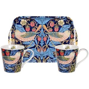Morris & Co Strawberry Thief Blue Mug & Tray Set Morris & Co Strawberry Thief Blue Mug & Tray Set