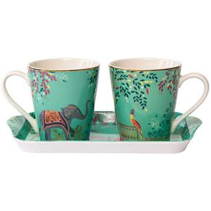 Sara Miller London Sara Miller India Collection Mug & Tray Set Elephant's Oasis Light Jade Sara Miller London Sara Miller India Collection Mug & Tray Set Elephant's Oasis Light Jade