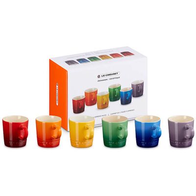 Le Creuset Rainbow Set of 6 Espresso Mugs Le Creuset Rainbow Set of 6 Espresso Mugs