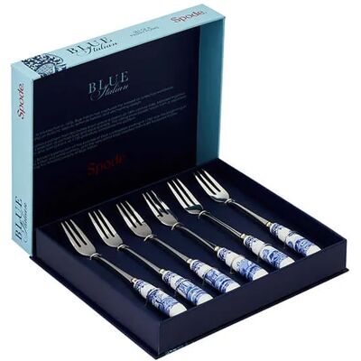 Spode Blue Italian Set of 6 Pastry Forks Spode Blue Italian Set of 6 Pastry Forks