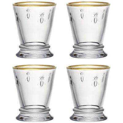 La Rochere Bee Footed Tumbler Gold Rimmed 260ml Set Of 4 La Rochere Bee Footed Tumbler Gold Rimmed 260ml Set Of 4