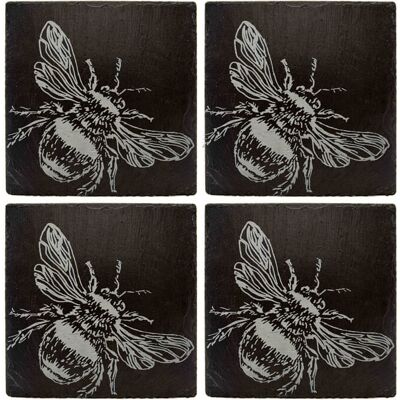 Selbrae House Just Slate Company Set of 4 Bee Slate Coasters Selbrae House Just Slate Company Set of 4 Bee Slate Coasters