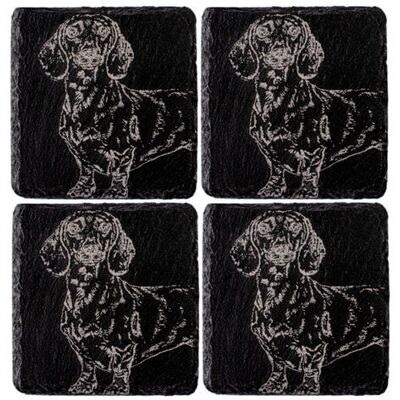 Selbrae House Just Slate Company Set of 4 Dachshund Slate Coasters Selbrae House Just Slate Company Set of 4 Dachshund Slate Coasters