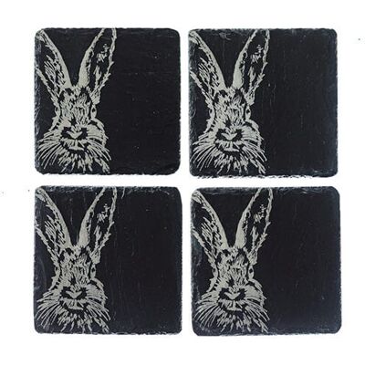 Selbrae House Just Slate Company Set of 4 Hare Slate Coasters Selbrae House Just Slate Company Set of 4 Hare Slate Coasters