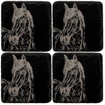 Selbrae House Just Slate Company Set of 4 Horse Portrait Slate Coasters Selbrae House Just Slate Company Set of 4 Horse Portrait Slate Coasters
