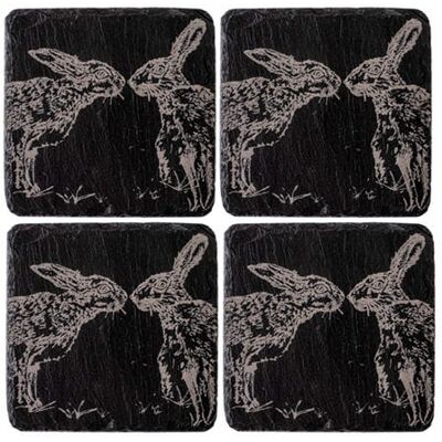 Selbrae House Just Slate Company Set of 4 Kissing Hares Slate Coasters Selbrae House Just Slate Company Set of 4 Kissing Hares Slate Coasters
