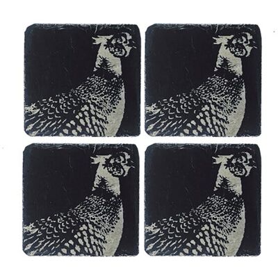 Selbrae House Just Slate Company Set of 4 Pheasant Slate Coasters Selbrae House Just Slate Company Set of 4 Pheasant Slate Coasters