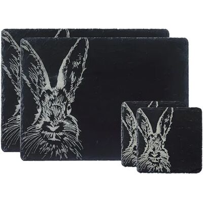 Selbrae House Just Slate Company Hare Slate Coaster & Placemat Set Selbrae House Just Slate Company Hare Slate Coaster & Placemat Set