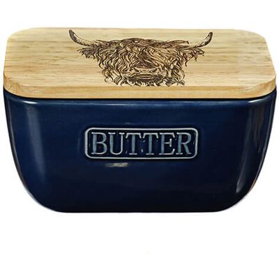 Selbrae House Just Slate Company Highland Cow Blue Butter Dish Selbrae House Just Slate Company Highland Cow Blue Butter Dish