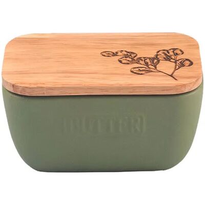 Selbrae House Just Slate Company Flora Sage Green Butter Dish Selbrae House Just Slate Company Flora Sage Green Butter Dish