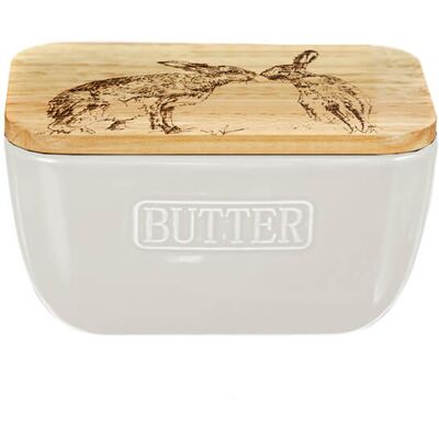 Selbrae House Just Slate Company Kissing Hares White Butter Dish Selbrae House Just Slate Company Kissing Hares White Butter Dish