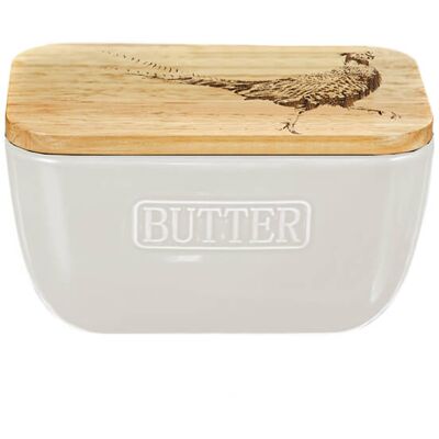 Selbrae House Just Slate Company Pheasant White Butter Dish Selbrae House Just Slate Company Pheasant White Butter Dish