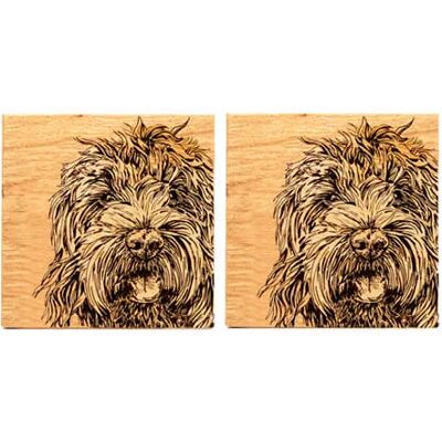Selbrae House Just Slate Company Set of 2 Cockapoo Oak Coasters Selbrae House Just Slate Company Set of 2 Cockapoo Oak Coasters