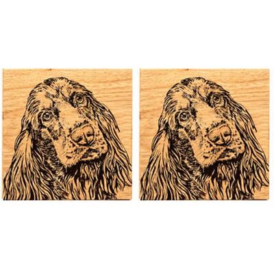 Selbrae House Just Slate Company Set of 2 Cocker Spaniel Oak Coasters Selbrae House Just Slate Company Set of 2 Cocker Spaniel Oak Coasters