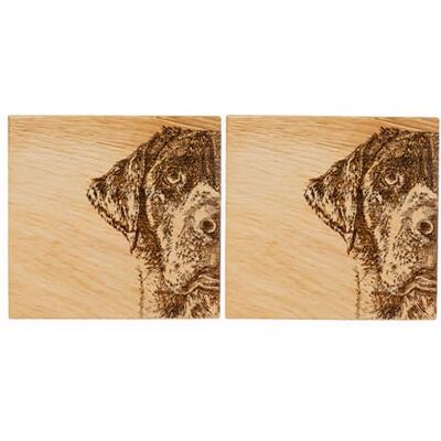 Selbrae House Just Slate Company Set of 2 Labrador Oak Coasters Selbrae House Just Slate Company Set of 2 Labrador Oak Coasters