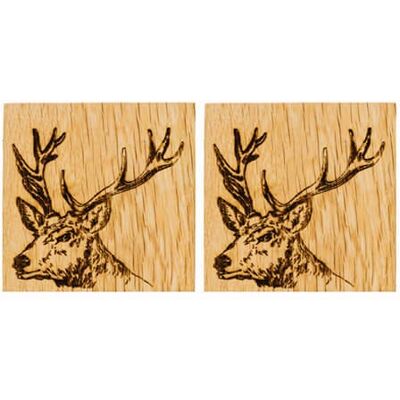 Selbrae House Just Slate Company Set of 2 Stag Oak Coasters Selbrae House Just Slate Company Set of 2 Stag Oak Coasters