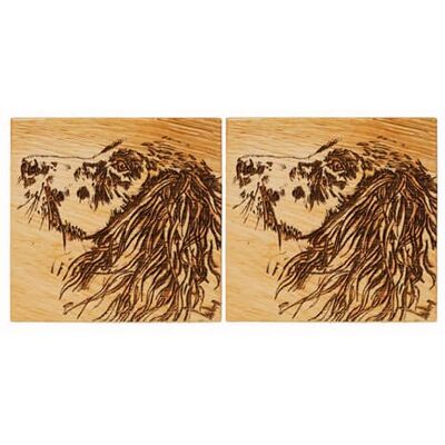 Selbrae House Just Slate Company Set of 2 Spaniel Oak Coasters Selbrae House Just Slate Company Set of 2 Spaniel Oak Coasters