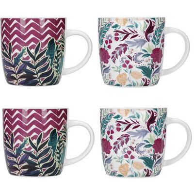 KitchenCraft Barrel Mug Set Of 4 Exotic Floral - Mug set KitchenCraft Barrel Mug Set Of 4 Exotic Floral - Mug set