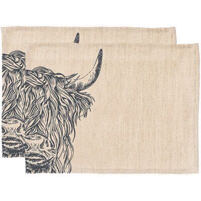 Selbrae House Just Slate Company Set of 2 Highland Cow Linen Placemats Selbrae House Just Slate Company Set of 2 Highland Cow Linen Placemats