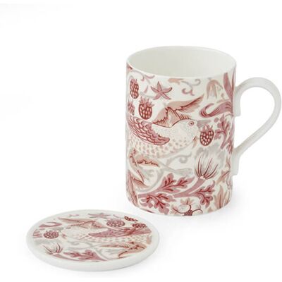 Morris & Co Strawberry Thief Madder Mug & Coaster Set Morris & Co Strawberry Thief Madder Mug & Coaster Set