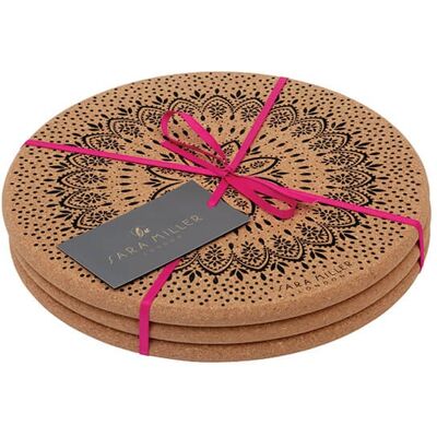 Sara Miller London Sara Miller Artisanne Noir Set of 3 Cork Trivets Sara Miller London Sara Miller Artisanne Noir Set of 3 Cork Trivets