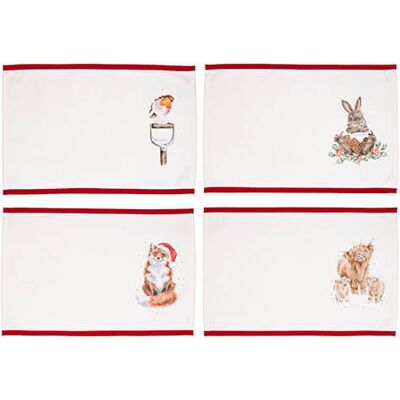 Wrendale Designs 'Winter Wonderland' Christmas Fabric Set of 4 Placemats Wrendale Designs 'Winter Wonderland' Christmas Fabric Set of 4 Placemats
