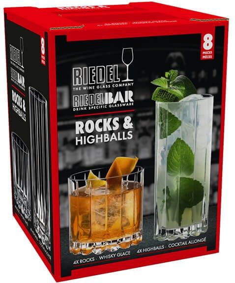 Riedel Bar Set of 8 Rocks & Highball Glasses