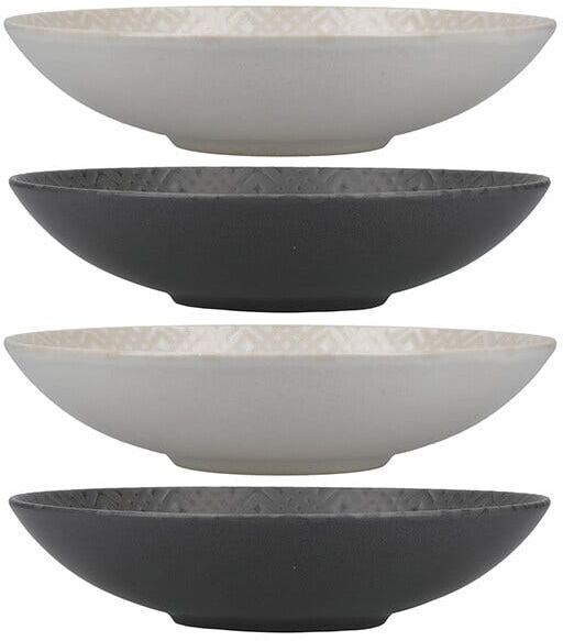 KitchenCraft Grey Embossed 22cm Stoneware Coupe Bowl Set of 4