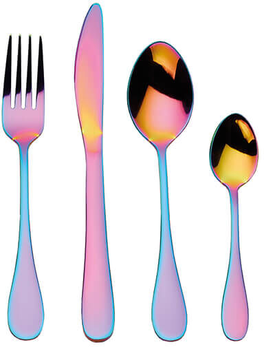 Mikasa Iridescent Rainbow 16 Piece Stainless Steel Cutlery Set