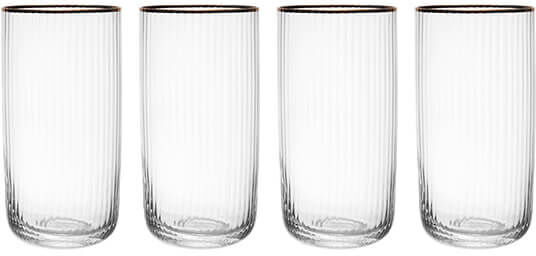 Mikasa Sorrento Ridged Crystal Set of 4 510ml Highball Glasses