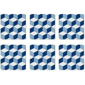 Denby Blue Geometric Square Set Of 6 Placemats Denby Blue Geometric Square Set Of 6 Placemats