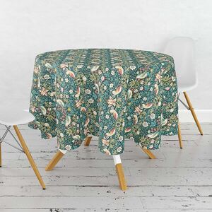 William Morris Strawberry Thief Dark Green 132cm Round Cotton Tablecloth William Morris Strawberry Thief Dark Green 132cm Round Cotton Tablecloth