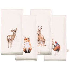 Wrendale Designs 'Woodlanders' Set of Four Woodland Animal Fabric Napkins Wrendale Designs 'Woodlanders' Set of Four Woodland Animal Fabric Napkins