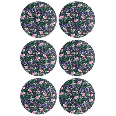 Denby Set Of 6 Dark Floral Round Placemats Denby Set Of 6 Dark Floral Round Placemats