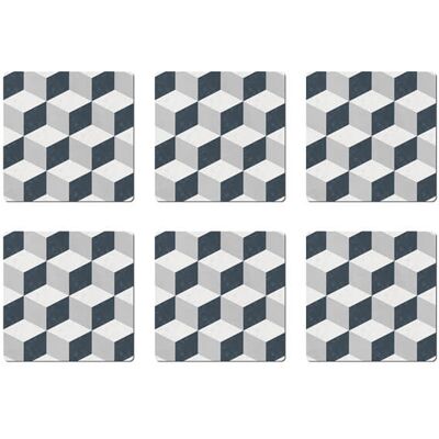 Denby Grey Geometric Square Set Of 6 Placemats Denby Grey Geometric Square Set Of 6 Placemats