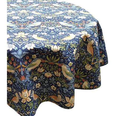 William Morris Strawberry Thief Navy 132 x 178cm Fabric Tablecloth William Morris Strawberry Thief Navy 132 x 178cm Fabric Tablecloth
