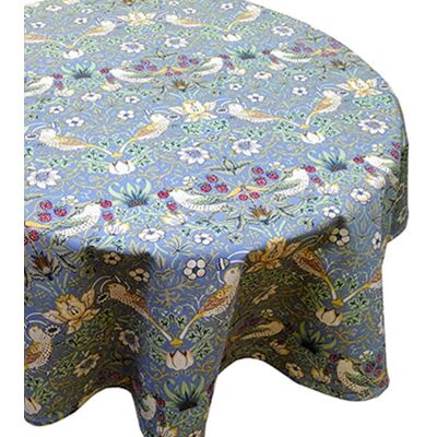 Le Chateau Textiles William Morris Blue Strawberry Thief Fabric Circle Tablecloth - Tablecloth Le Chateau Textiles William Morris Blue Strawberry Thief Fabric Circle Tablecloth - Tablecloth