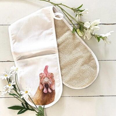 Lucys Farm Lucy's Farm Vivienne the Chicken Double Oven Gloves Lucys Farm Lucy's Farm Vivienne the Chicken Double Oven Gloves