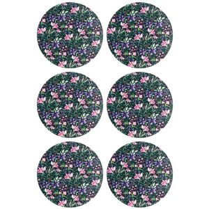 Denby Set Of 6 Dark Floral Round Placemats