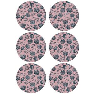 Denby Set Of 6 Rose Engraved Floral Round Placemats